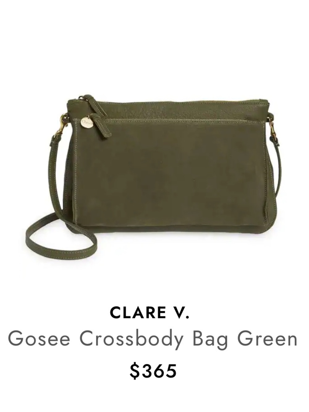 Clare V Gosee Leather Crossbody Shoulder Handbag